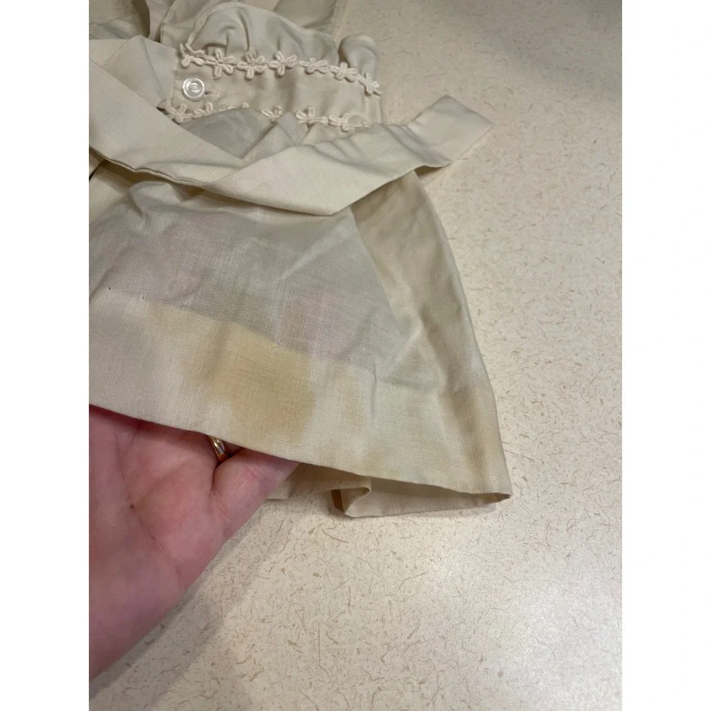 Vintage Peaches Cream Patchwork Doll Dress and Cream Pinafore Apron Set Kids‎
